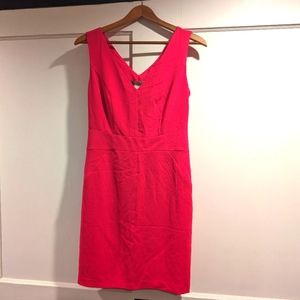 Sleeveless solid pink fitted dress